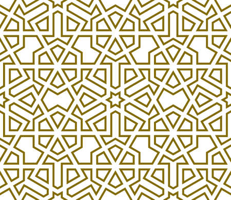 Seamless geometric ornament based on traditional islamic art.Brown color lines.Great design for fabric, textile, cover, wrapping paper, background.のイラスト素材