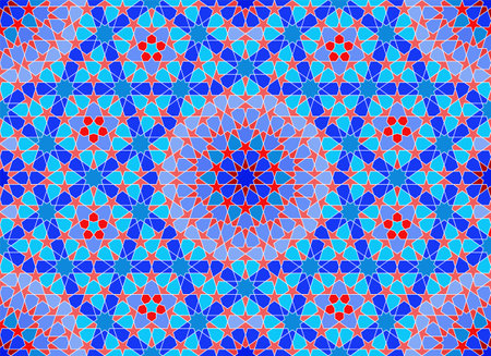 Seamless geometric ornament based on traditional islamic art .Blue and red colors..For...