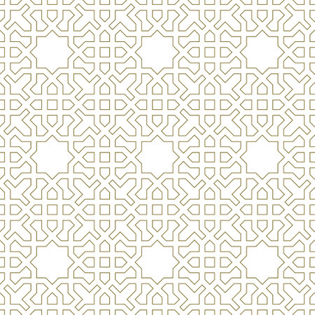 Seamless geometric ornament based on traditional islamic art.Brown color lines. For fabric,textile,cover,wrapping paper,background and lasercutting.のイラスト素材