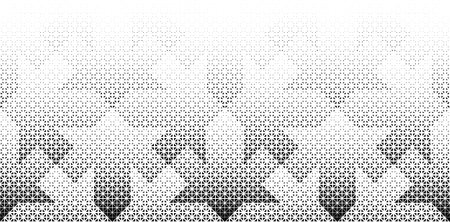 Geometric pattern of black figures on a white background.Seamless in one direction.Option with a AVERAGE fade out.のイラスト素材