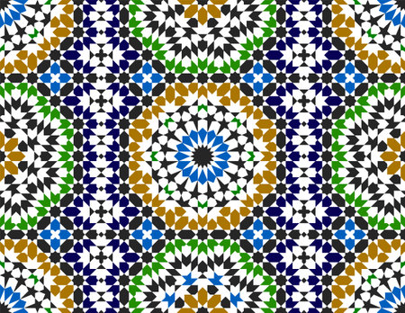 Seamless geometric pattern in Arabic style Zellij in colorsのイラスト素材