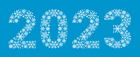 2023 number made from snowflakes. Decorative element for New Year design. vector graphicsのイラスト素材