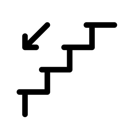Stair down line icon. Staircase pictogram. Ladder sign. Linear style stairs symbol. Editable stroke. vector graphicsのイラスト素材