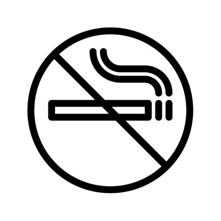No smoking line icon. No smoking day sign. Stop smoking warning symbol. Editable stroke. vector graphicsのイラスト素材