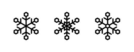Set of snowflake outline icons isolated on white background. Decorative elements for Christmas and New Year design. vector graphicsのイラスト素材