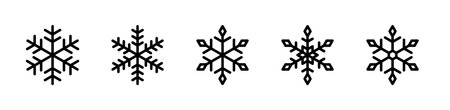 Set of snowflake outline icons isolated on white background. Decorative elements for Christmas and New Year design. vector graphicsのイラスト素材