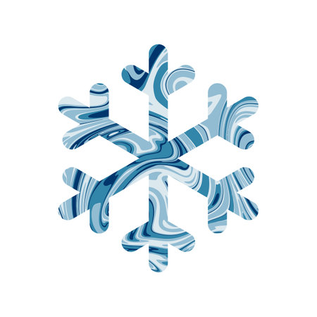 Snowflake with marble texture on white background. Decorative element for Christmas and New Year...