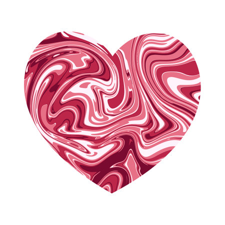 Heart in a trendy color of the 2023 year Viva Magenta. Pink heart with marble texture on white background. Decorative element for Valentine's Day or Weddings and Mother's Day design. vector graphicsのイラスト素材
