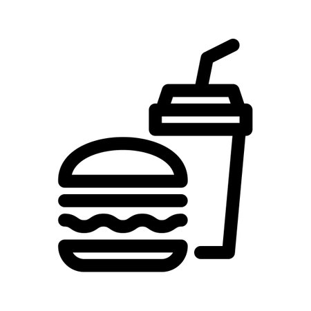 Hamburger and soft drink line iconのイラスト素材