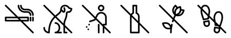 No smoking, dogs, trash, alcohol line iconsのイラスト素材