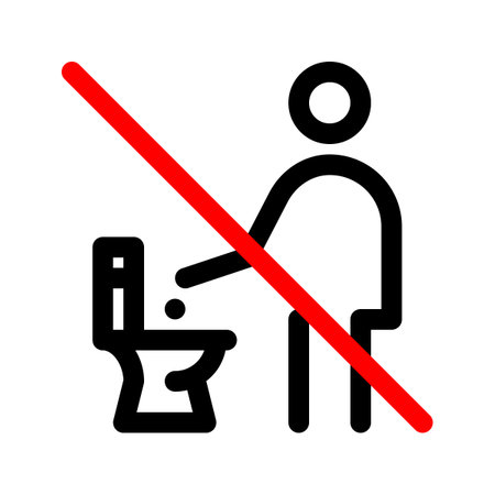 Do not throw trash in toilet bowl line iconのイラスト素材