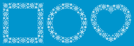 Set of frames made of snowflakesのイラスト素材