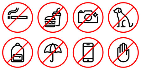 Set of prohibition line signs. Vector graphicsのイラスト素材