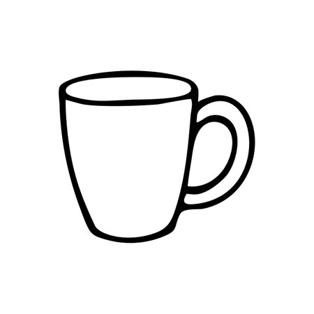 Doodle coffee mug. Hand drawn vector illustrationのイラスト素材
