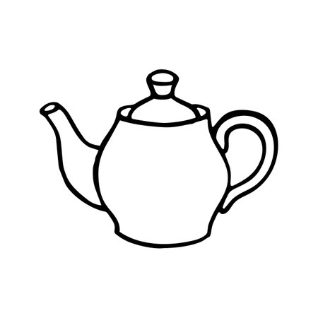 Doodle teapot. Hand drawn vector illustrationのイラスト素材