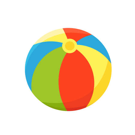Round colored ball, big ball for children's games, children's toy, beach ball, vector clip art in flat style on a white background.のイラスト素材