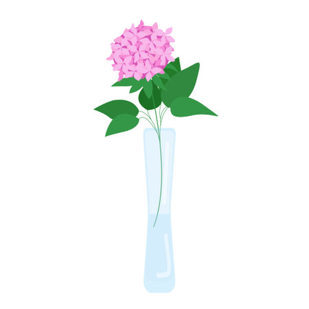 Beautiful flowers in a vase, a bouquet of chrysanthemum cute garden flowers, vector object in a flat style on a white background.のイラスト素材