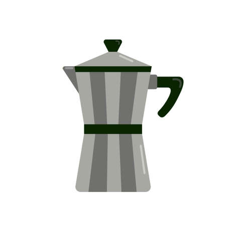 Geyser coffee maker for making coffee on a gas stove, kitchen appliance, vector clipart in cartoon style, isolate, flat illustrationのイラスト素材