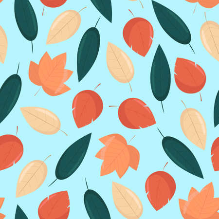 Autumn leaves seamless pattern flat style, vector floral backgroundのイラスト素材
