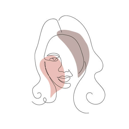 Female minimalist linear portrait. abstract vector portrait of a womanのイラスト素材