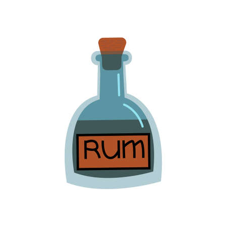 Bottle of rum. Strong alcoholic beverage. Vector illustration isolatedのイラスト素材