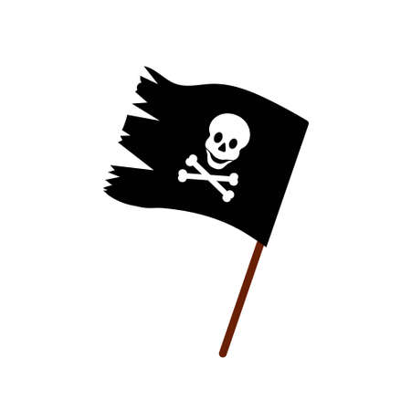 Pirate flag. Black flag with a skull. Vector object isolatedのイラスト素材