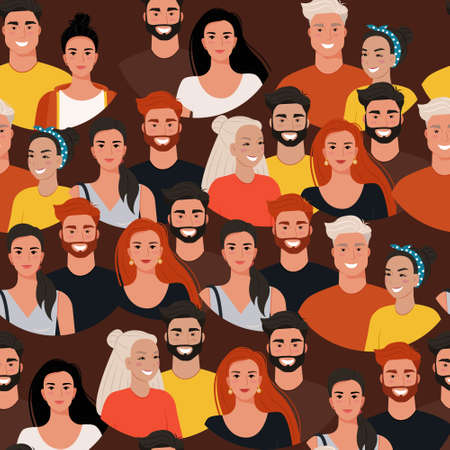 Crowd of people seamless pattern. Vector illustration