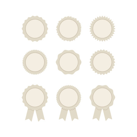 Badges vector icons. Emblem premium logo, vector template icons ribbon collection. Vintage emblem and icon, decoration logo parts illustrationのイラスト素材