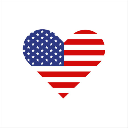 American flag in the shape of a heart, Patriotic symbol of the USA. Vector illustration of isolatesのイラスト素材
