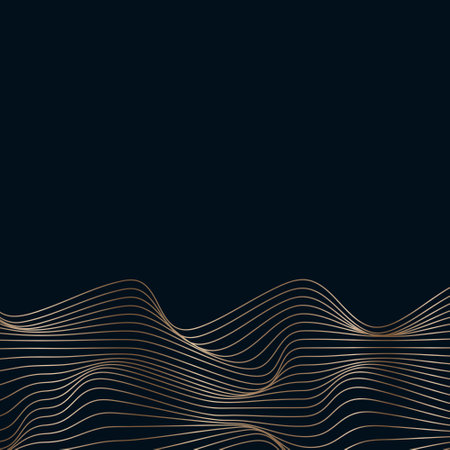 Linear golden abstract waves. Vector design banner poster. Minimalist modern backgroundのイラスト素材