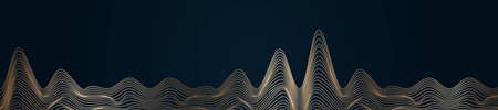 Linear golden abstract waves. Vector design banner poster. Minimalist modern backgroundのイラスト素材