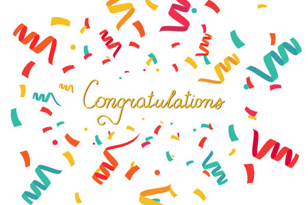 Confetti flies in different directions explosion festive vector banner. Happy day celebration background vector illustrationのイラスト素材