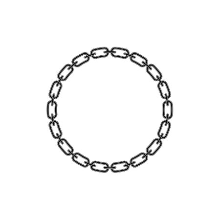 Chain frame round shape, Metal links repeat endlessly, Vector illustration isolatedのイラスト素材
