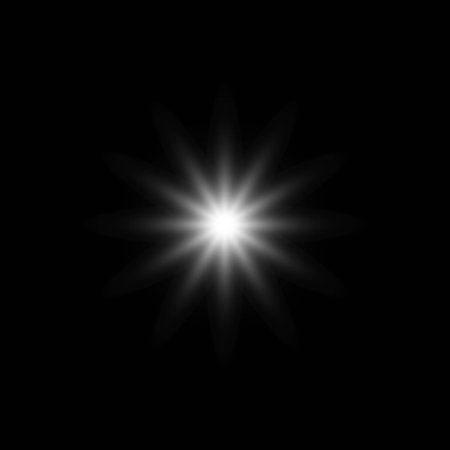 Glare star on black. Light flashes. Vector transparent elements with glow effectのイラスト素材