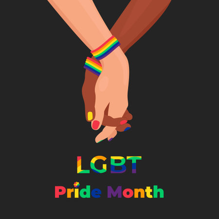 Hand in hand LGBT banner, Pride month, vector illustrationのイラスト素材