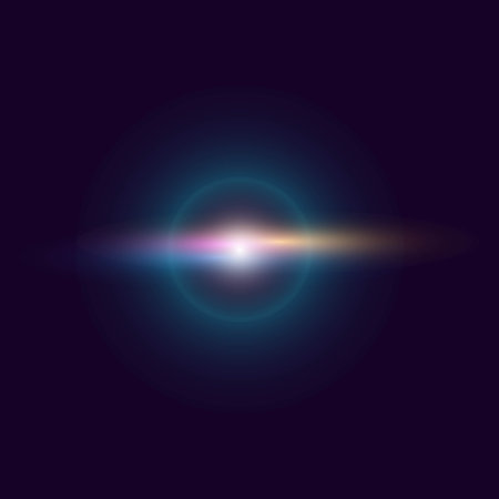 Cosmic glow refraction of rainbow ray light. Star dust fog light effects overlay. Vector design...