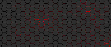 Hexagons honeycomb texture carbon background, Abstract futuristic technological backdrop banner...