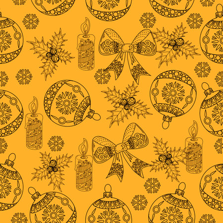 Seamless pattern with Christmas ornaments. vector illustration.のイラスト素材