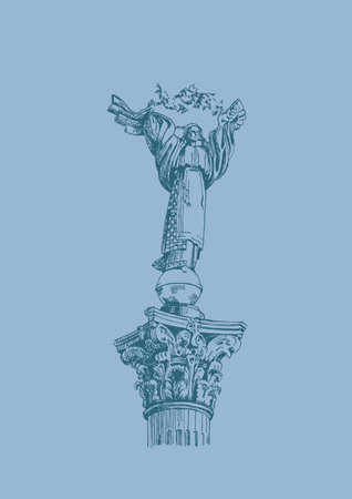 Monument of Independence of Ukraine. Pen sketch converted to vectors.のイラスト素材