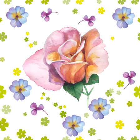 Seamless pattern with watercolor flowers. hand-drawn illustration.のイラスト素材