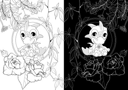 Zodiac sign Aquarius. Black and white vector illustration for coloring book.のイラスト素材