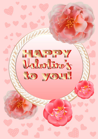 Valentine's day greeting card with flowers. Vector illustration.のイラスト素材