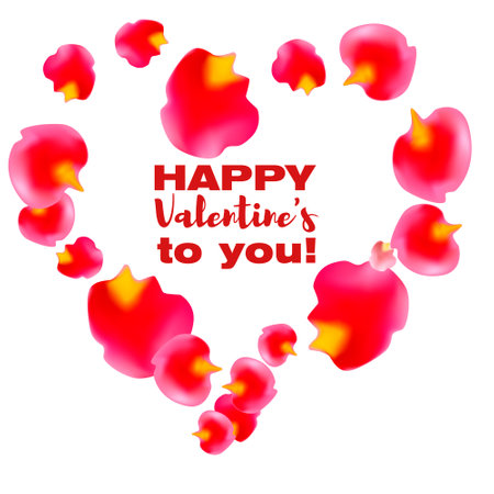 Happy Valentines Day card with rose petals. Vector illustration.のイラスト素材