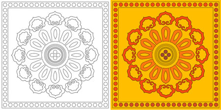 Coloring pages for adults. Mandala. Ethnic decorative ornament.のイラスト素材