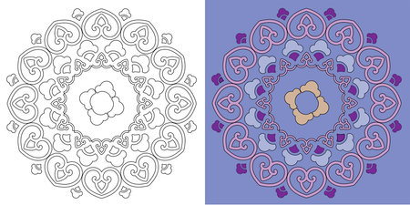 Oriental mandala. Circular pattern in the form of a circle. Vector image.のイラスト素材