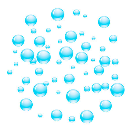 Bubbles background. Set of blue water drops. Vector illustration.のイラスト素材