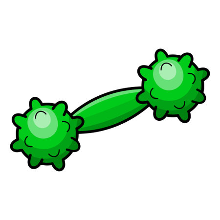 Cartoon dog toy. Dental rubber dumbbell for puppies and dogs. Interactive squeaky toy for play and training pet animals. Clipart of accessories and goods for pet shop. Isolated vector illustration.のイラスト素材