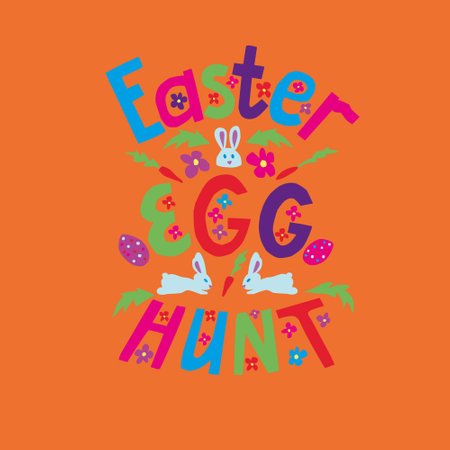 Easter greeting card with bunny and lettering. vector illustration.のイラスト素材