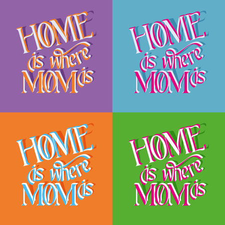 Set of hand drawn lettering quotes for Mother's Day. Vector illustrationのイラスト素材