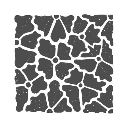 Vintage grunge floral abstract square illustration. Flat botanical illustration with grunge texture and scratches. Suitable for decoration, posters, t shirt print, social media graphics, patternのイラスト素材